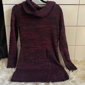 cowl neck mini sweater dress